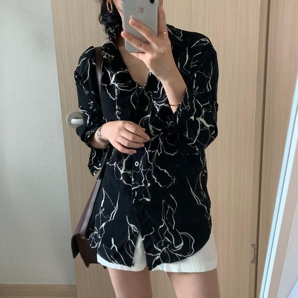 women's blouses & shirts abstract print summer blouse women long sleeve turn down collar loose single breatsed korean vintage harajuku, White
women's blouses & shirts abstract print summer blouse women long sleeve turn down collar loose single breatsed korean vintage harajuku, White