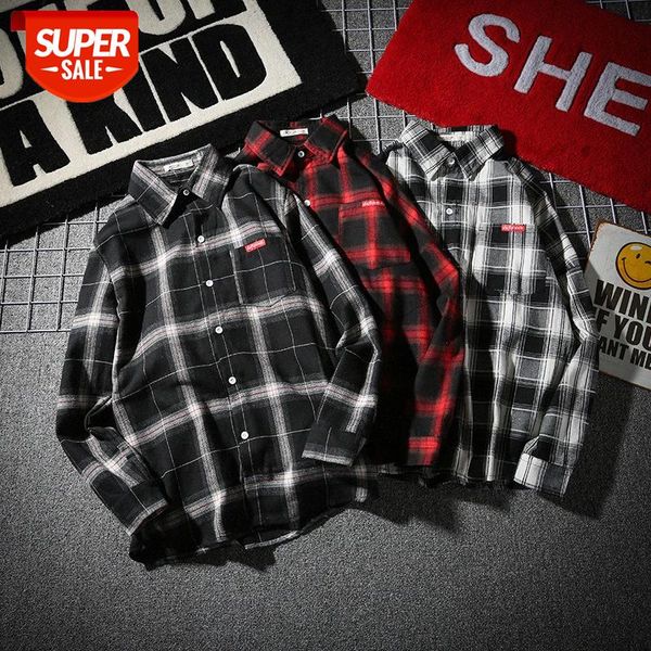 japanese retro plaid long-sleeved shirt men's casual loose all-match blouse jacket #gv8k, White;black
japanese retro plaid long-sleeved shirt men's casual loose all-match blouse jacket #gv8k, White;black