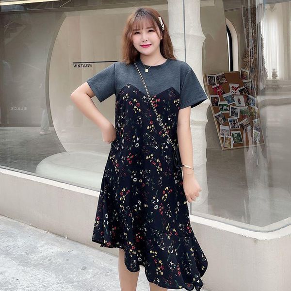 plus size dresses women casual long dress o neck short sleeve patchwork korean fashion style print floral irregular vestidos temperament was, Black
plus size dresses women casual long dress o neck short sleeve patchwork korean fashion style print floral irregular vestidos temperament was, Black