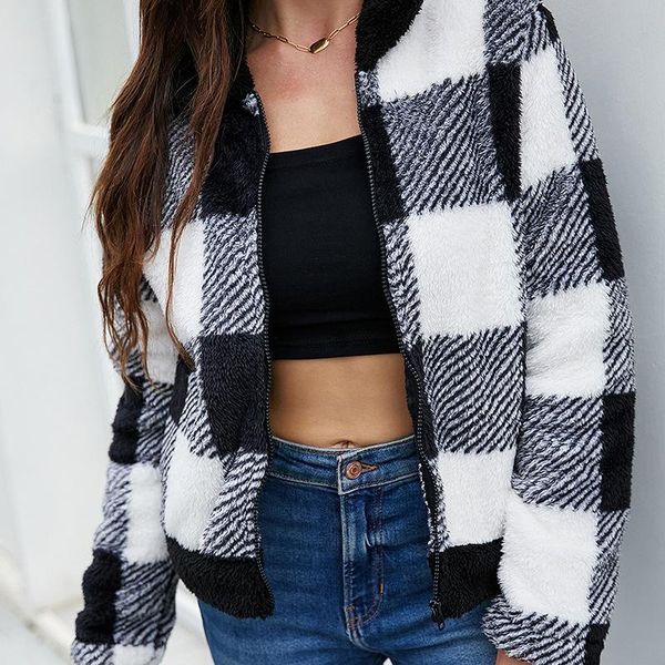 women's wool & blends zipper lapel black and white plaid cardigan 2021 autumn winter european american long-sleeved ladies fur coat
women's wool & blends zipper lapel black and white plaid cardigan 2021 autumn winter european american long-sleeved ladies fur coat