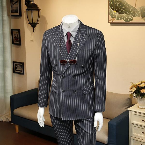 men's suits & blazers xm geeki spring business dress korean slim fit wedding handsome groom casual double breasted striped suit men, White;black
men's suits & blazers xm geeki spring business dress korean slim fit wedding handsome groom casual double breasted striped suit men, White;black