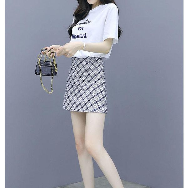 women's tracksuits 2021 summer two piece sets office lady simple short sleeve white tshirts + plaid skirts suits mini skirt set, Gray
women's tracksuits 2021 summer two piece sets office lady simple short sleeve white tshirts + plaid skirts suits mini skirt set, Gray