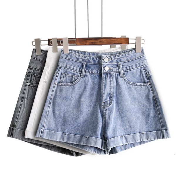 women's shorts denim short pants high wais button white female trousers outwear summer qitm, White;black
women's shorts denim short pants high wais button white female trousers outwear summer qitm, White;black
