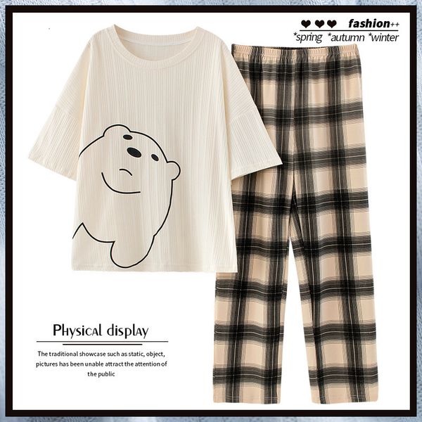 and spring summer 2021 women's short sleeve trousers pajamas white thin home suit, Black;red
and spring summer 2021 women's short sleeve trousers pajamas white thin home suit, Black;red