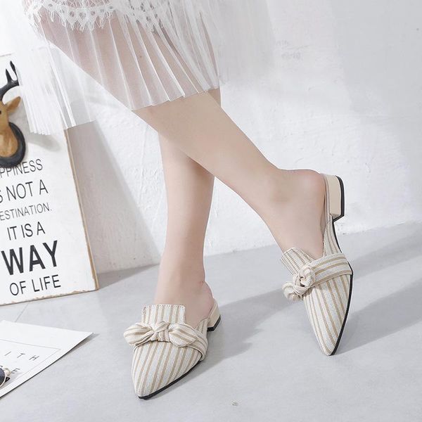 slippers 2021 women pointed half female striped bow baotou low heel thick mueller shoes outdoor leisure, Black
slippers 2021 women pointed half female striped bow baotou low heel thick mueller shoes outdoor leisure, Black