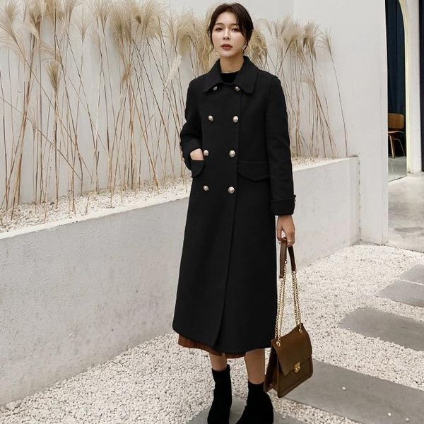 women's wool & blends fashion cashmere coat for women autumn winter korean elegant woolen lapel double breasted loose warm mid-length o, Black
women's wool & blends fashion cashmere coat for women autumn winter korean elegant woolen lapel double breasted loose warm mid-length o, Black