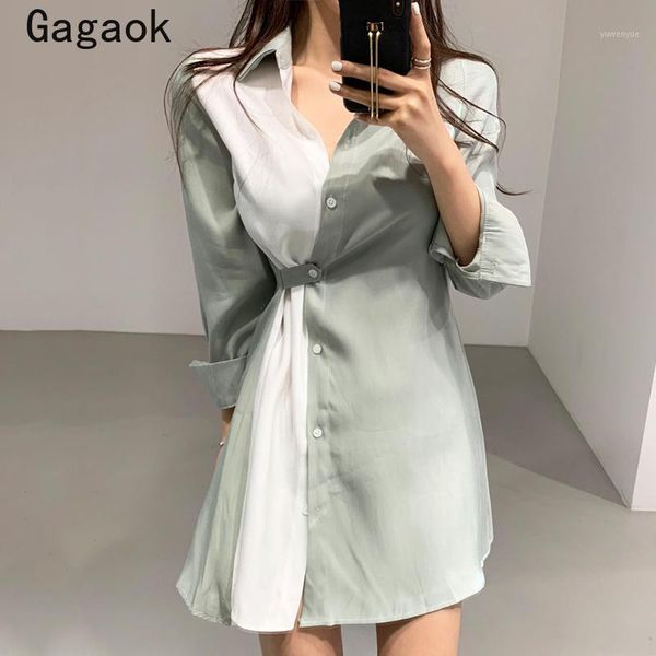casual dresses gagaok woman dress 2021 spring autumn patchwork lapel button a-line mini chic slim korean fashion wild vestidos, Black;gray
casual dresses gagaok woman dress 2021 spring autumn patchwork lapel button a-line mini chic slim korean fashion wild vestidos, Black;gray