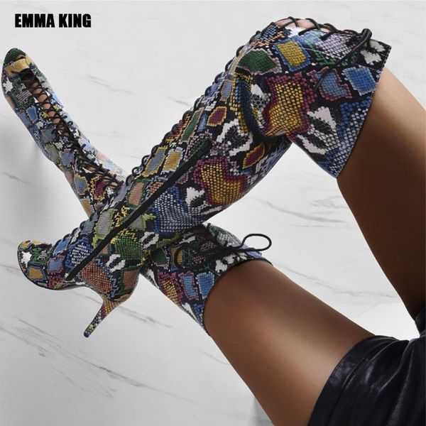 fashion women's summer boots snakeskin grain roman cross tied multicolor high heel shoes woman knee 2021, Black
fashion women's summer boots snakeskin grain roman cross tied multicolor high heel shoes woman knee 2021, Black