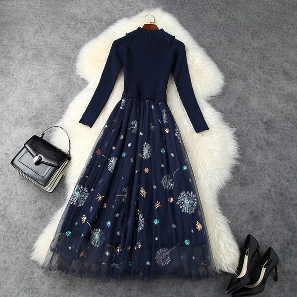 casual dresses fall autumn 4/5 sleeve stand collar blue floral knitted tulle embroidery panelled mid-calf dress elegant lsp17t11305 iml8, Black;gray
casual dresses fall autumn 4/5 sleeve stand collar blue floral knitted tulle embroidery panelled mid-calf dress elegant lsp17t11305 iml8, Black;gray