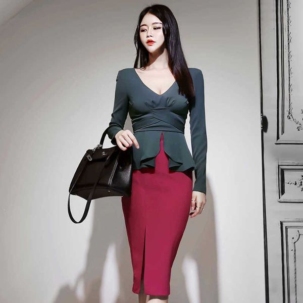 autumn long sleeved high waist ruffles bodycon pencil ol knee-length color patchwork split office dresses 210529, Black;gray
autumn long sleeved high waist ruffles bodycon pencil ol knee-length color patchwork split office dresses 210529, Black;gray