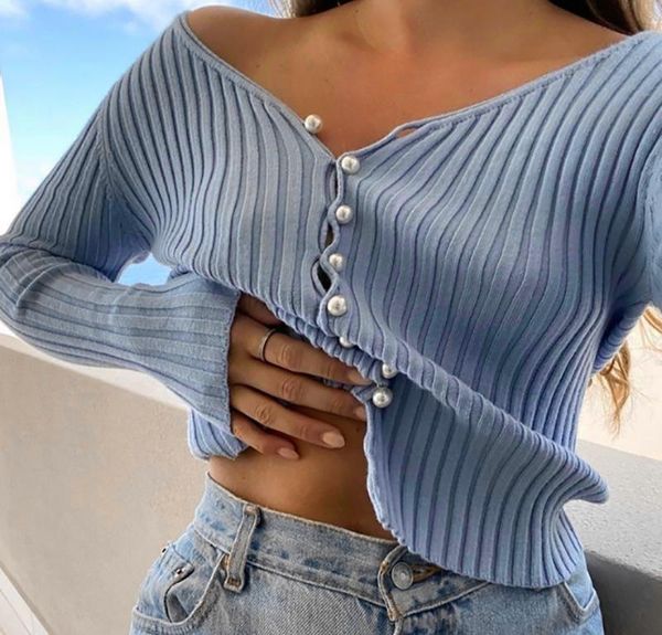 women's knits & tees women knitted crop cardigan solid blue white buttons single breasted v-neck sweater autumn full sleeve cropped
women's knits & tees women knitted crop cardigan solid blue white buttons single breasted v-neck sweater autumn full sleeve cropped