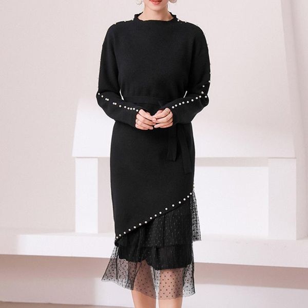 women's 2021 fashion sweater dress autumn winter beaded black mesh stitching long skirt casual woman's clothing dresses tracksuits, Gray
women's 2021 fashion sweater dress autumn winter beaded black mesh stitching long skirt casual woman's clothing dresses tracksuits, Gray