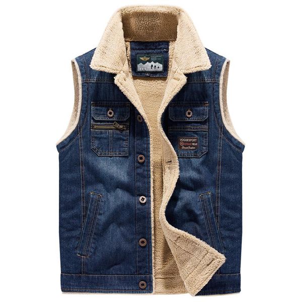 men's vests winter fleece lined cargo denim vest warm casual jeans waistcoats for male multi-pocket jacket, Black;white
men's vests winter fleece lined cargo denim vest warm casual jeans waistcoats for male multi-pocket jacket, Black;white