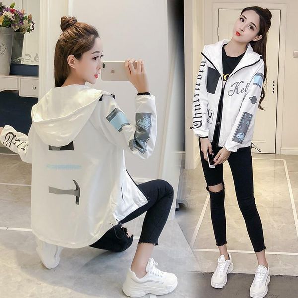 women's short jackets spring autumn thin windbreaker femal casual hooded coat loose printed outwear yellow color coats, Black;brown
women's short jackets spring autumn thin windbreaker femal casual hooded coat loose printed outwear yellow color coats, Black;brown