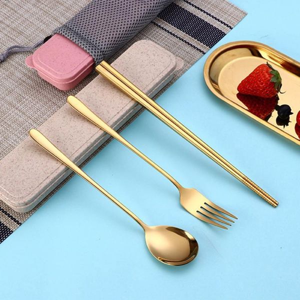 stainless steel gold-plated portable cutlery set safe material feeding spoon chopsticks fork easy-to-clean dinnerware sets
stainless steel gold-plated portable cutlery set safe material feeding spoon chopsticks fork easy-to-clean dinnerware sets