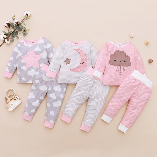 children's cotton girls baby underwear set star moon cloud embroider autumn long pants sleepwear pajamas suit clothing sets, White
children's cotton girls baby underwear set star moon cloud embroider autumn long pants sleepwear pajamas suit clothing sets, White