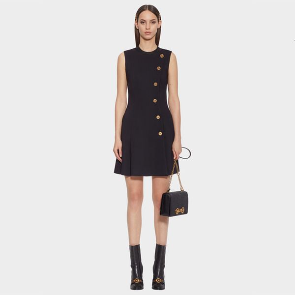dresses women's round casual neck sleeveless zipper skirt fashion british style side breasted dress, Black;gray
dresses women's round casual neck sleeveless zipper skirt fashion british style side breasted dress, Black;gray