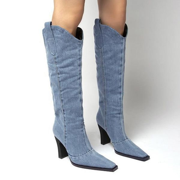 boots women high denim fabric long shoes female heels botas autumn winter motorcycle ladies, Black
boots women high denim fabric long shoes female heels botas autumn winter motorcycle ladies, Black