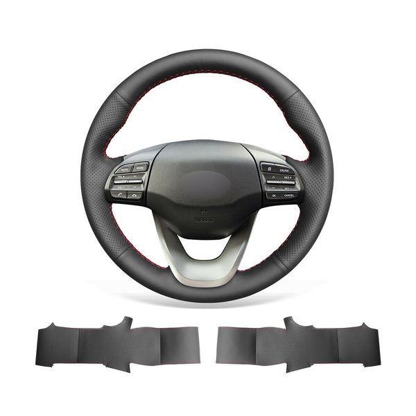 diy hand stitched soft non-slip black leather steering wheel cover for hyundai kona 2018-2020
diy hand stitched soft non-slip black leather steering wheel cover for hyundai kona 2018-2020