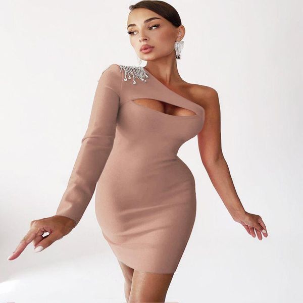 casual dresses kleezy one shouder tassel diamonds chain long sleeve bandage dress hollow out mini bodycon vestidos celebrity club, Black;gray
casual dresses kleezy one shouder tassel diamonds chain long sleeve bandage dress hollow out mini bodycon vestidos celebrity club, Black;gray