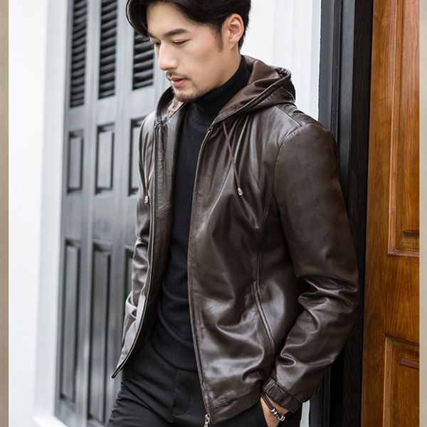 men's leather & faux real jacket men motorcycle hood winter coat warm genuine jackets 8cdk, Black
men's leather & faux real jacket men motorcycle hood winter coat warm genuine jackets 8cdk, Black