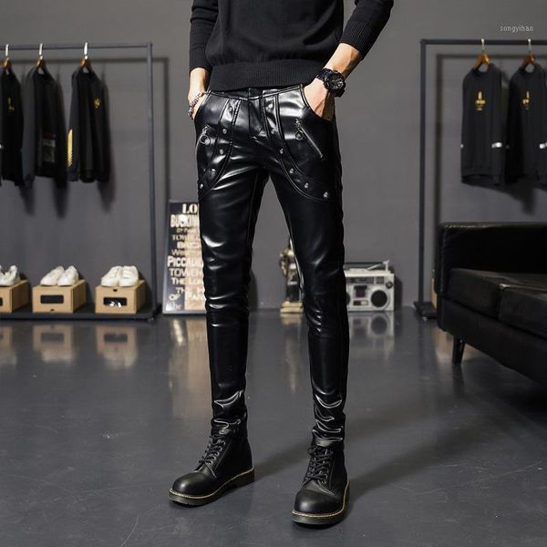 youth rivet zipper decoration motorcycle leather pants, personality street fashion casual skinny foot pu pants men's, Black
youth rivet zipper decoration motorcycle leather pants, personality street fashion casual skinny foot pu pants men's, Black