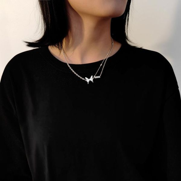 minimalist multi-layer butterfly stitching chokers necklace for women girls japanese asymmetric pendant jewelry gifts necklaces, Silver
minimalist multi-layer butterfly stitching chokers necklace for women girls japanese asymmetric pendant jewelry gifts necklaces, Silver