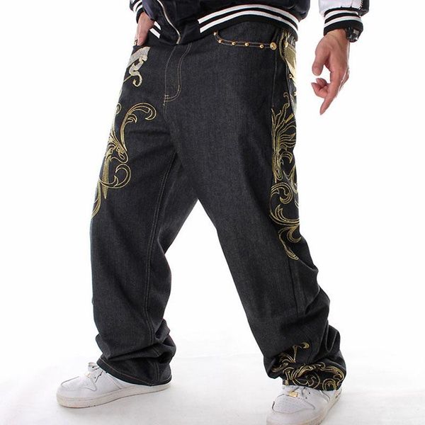 men's jeans embroidered hip-hop male casual loose plus size skateboard pants, Blue
men's jeans embroidered hip-hop male casual loose plus size skateboard pants, Blue