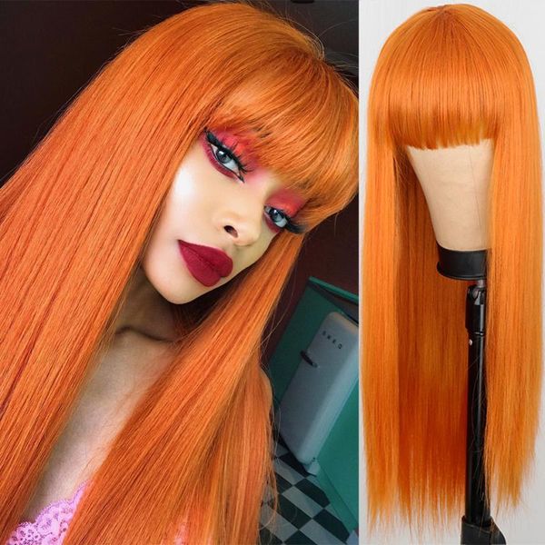 26inch blonde orange long straight wig with bangs cosplay synthetic hair wigs for woman heat resistant fiber, Black
26inch blonde orange long straight wig with bangs cosplay synthetic hair wigs for woman heat resistant fiber, Black