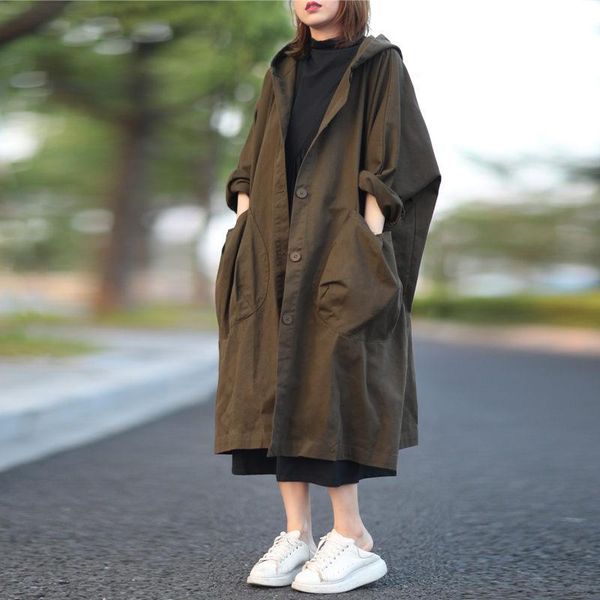 women's trench coats simple loose extra large size clothes bat sleeves long big pocket windbreaker jacket hooded commuter casual coat, Tan;black
women's trench coats simple loose extra large size clothes bat sleeves long big pocket windbreaker jacket hooded commuter casual coat, Tan;black
