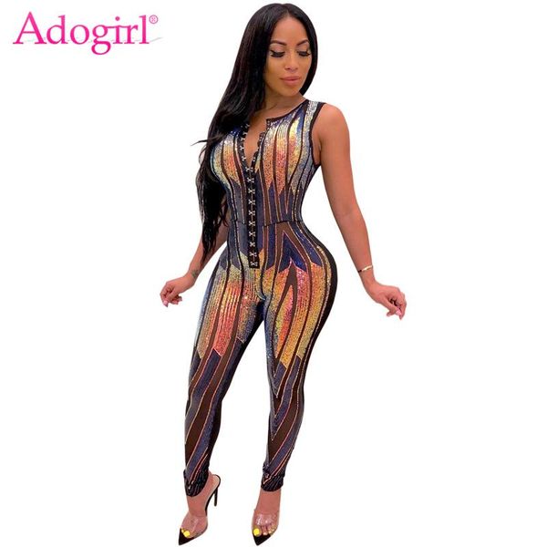 women's jumpsuits & rompers adogirl colorful sequins sheer mesh buttoned jumpsuit women v neck sleeveless skinny romper night club part, Black;white
women's jumpsuits & rompers adogirl colorful sequins sheer mesh buttoned jumpsuit women v neck sleeveless skinny romper night club part, Black;white