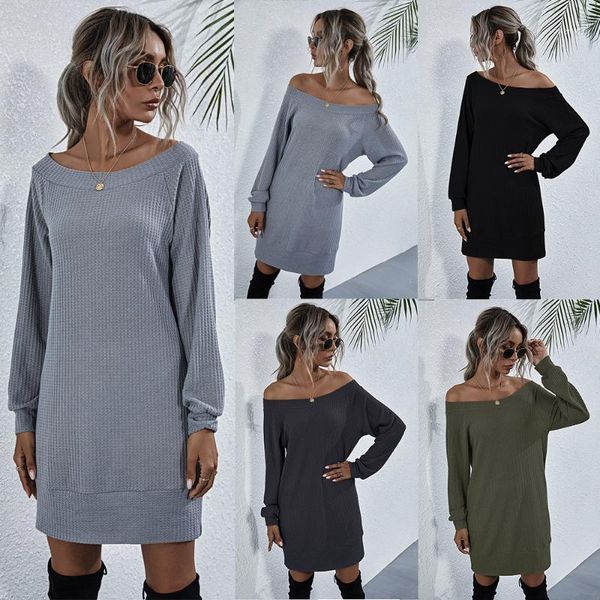 casual dresses women autumn winter 2021 long sleeve strapless knit dress fashion black loose robe femme elegant party vestidos, Black;gray
casual dresses women autumn winter 2021 long sleeve strapless knit dress fashion black loose robe femme elegant party vestidos, Black;gray