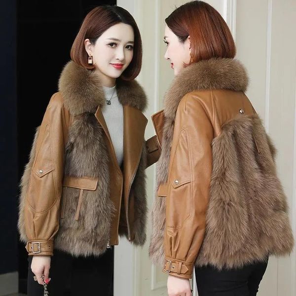 women's fur & faux 2021 winter style fake coat lmitated short simulation leather imitation sheep skin casual jacket, Black
women's fur & faux 2021 winter style fake coat lmitated short simulation leather imitation sheep skin casual jacket, Black