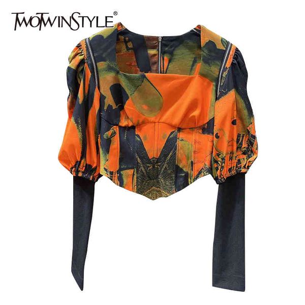 vintage printed t shirt for women square collar puff long sleeve short female fashion clothing autumn 210524, White
vintage printed t shirt for women square collar puff long sleeve short female fashion clothing autumn 210524, White