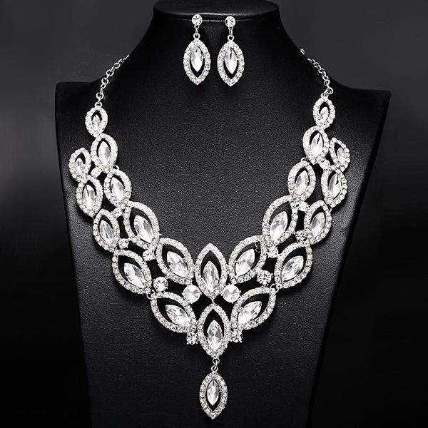 earrings & necklace vintage crystal bridal jewelry sets water drop wedding beads rhinestone women choker accessories, Silver
earrings & necklace vintage crystal bridal jewelry sets water drop wedding beads rhinestone women choker accessories, Silver