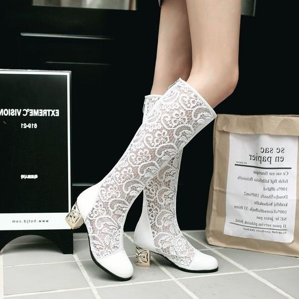 sandals korean version single boot women's shoes spring and autumn high tube boots middle heel thick hollow net lace cool, Black
sandals korean version single boot women's shoes spring and autumn high tube boots middle heel thick hollow net lace cool, Black