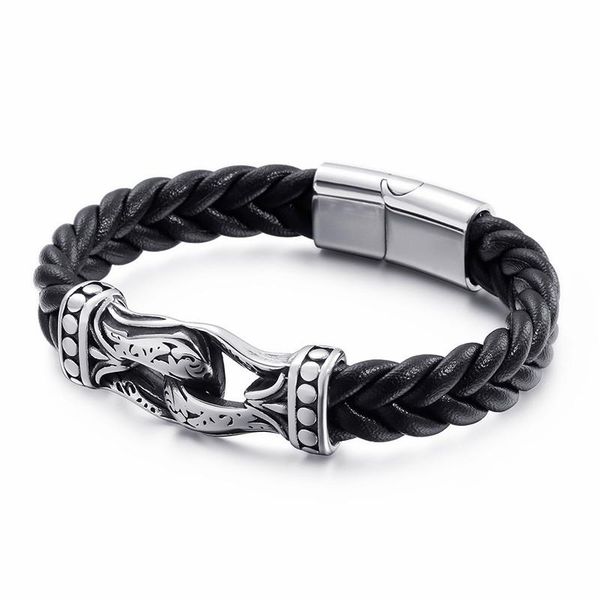 tennis punk 21cm woven leather bracelet men's stainless steel handcuff charm bracelets vintage jewelry accessories gifts, Golden;silver
tennis punk 21cm woven leather bracelet men's stainless steel handcuff charm bracelets vintage jewelry accessories gifts, Golden;silver