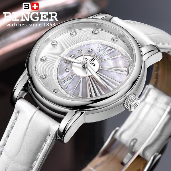 wristwatches switzerland binger women's watches diamond female clock leather strap quartz waterproof women b1137, Slivery;brown
wristwatches switzerland binger women's watches diamond female clock leather strap quartz waterproof women b1137, Slivery;brown