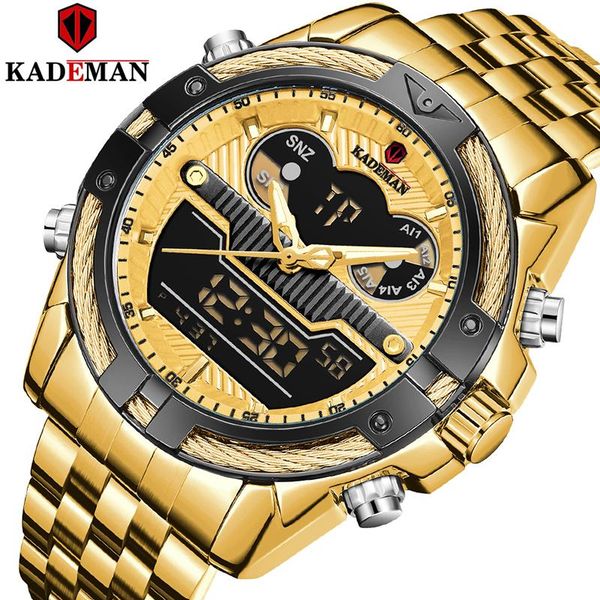 wristwatches kademan gold watch men dual display wristwathes stainless steel digital quartz sport men's watches 2021 waterproof, Slivery;brown
wristwatches kademan gold watch men dual display wristwathes stainless steel digital quartz sport men's watches 2021 waterproof, Slivery;brown