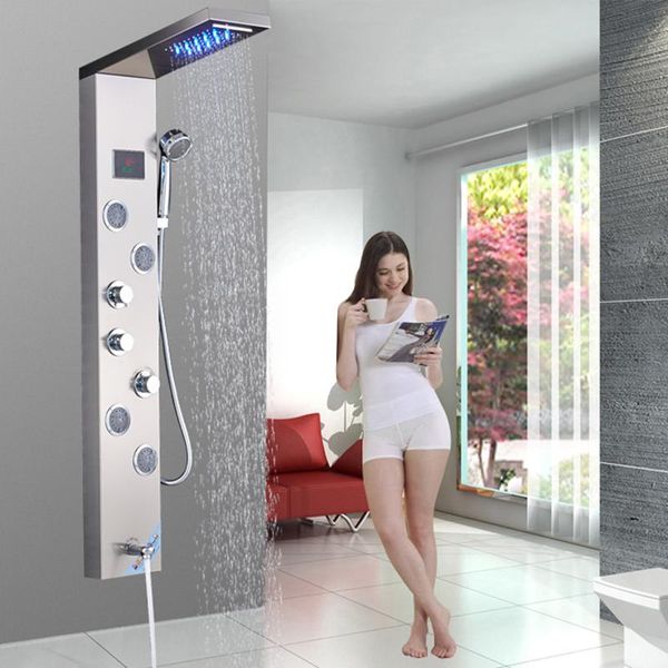 bathroom shower sets led brushed nickel rain waterfall panel tower massage system jets set
bathroom shower sets led brushed nickel rain waterfall panel tower massage system jets set