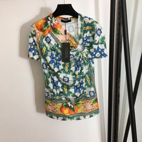 retro orange print metal knot irregular short-sleeved t-shirt hollow europe high street party clothes women chic women's, White
retro orange print metal knot irregular short-sleeved t-shirt hollow europe high street party clothes women chic women's, White