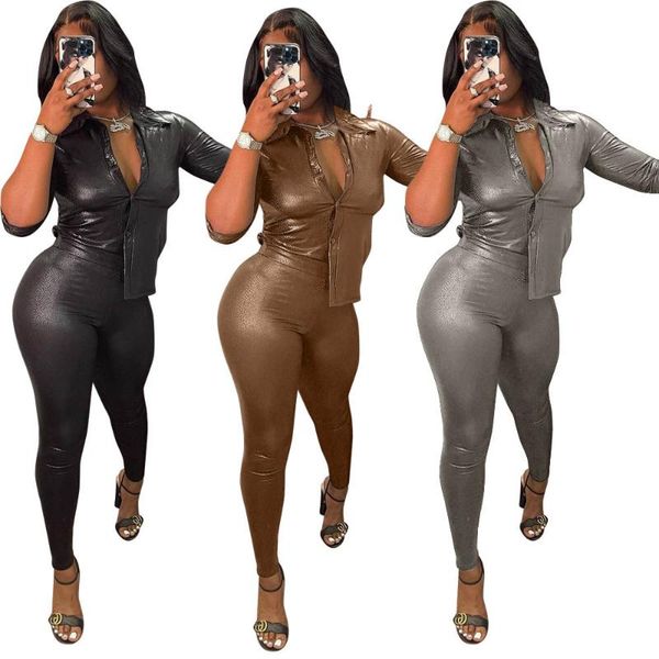 women's two piece pants women pu leather tracksuit solid skinny shirts + pencil 2 sets faux suit fall outfits, White
women's two piece pants women pu leather tracksuit solid skinny shirts + pencil 2 sets faux suit fall outfits, White