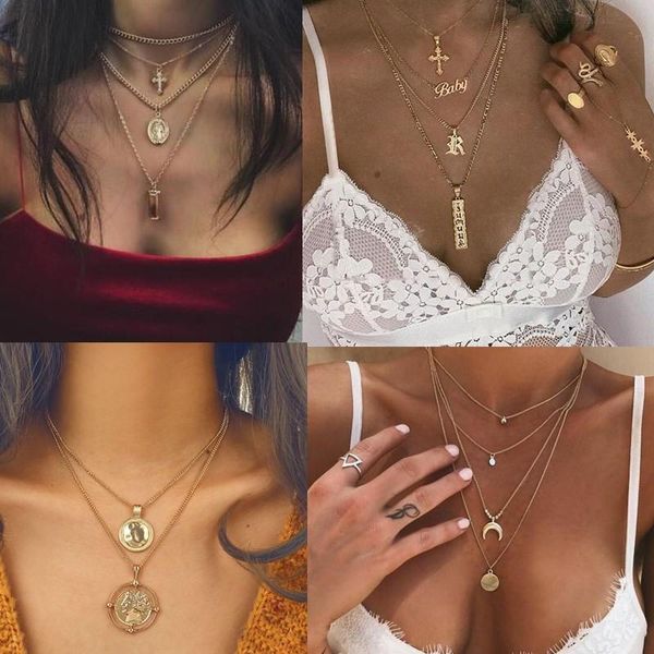 pendant necklaces multilayer cross gold for women color baby rose flower coin jewelry gift, Silver
pendant necklaces multilayer cross gold for women color baby rose flower coin jewelry gift, Silver