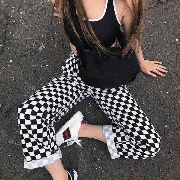 women's pants & capris 2021 spring black and white plaid print sweat women high waist straight loose streetwear joggers long trouser, Black;white
women's pants & capris 2021 spring black and white plaid print sweat women high waist straight loose streetwear joggers long trouser, Black;white
