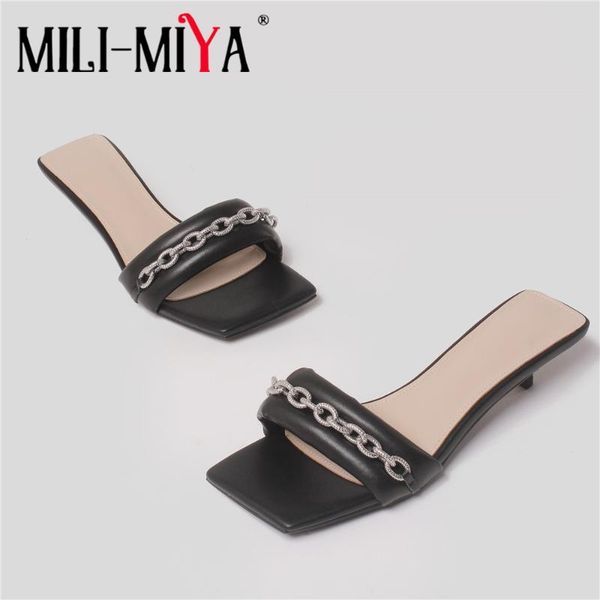sandals mili-miya brand high heel slippers women fashion luxury metal chain summer square open toe laides shoes black apricot
sandals mili-miya brand high heel slippers women fashion luxury metal chain summer square open toe laides shoes black apricot