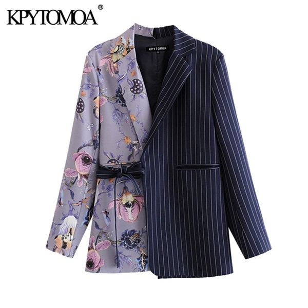 women fashion office wear floral print patchwork blazer coat vintage pockets with belt female outerwear chic 210416, White;black
women fashion office wear floral print patchwork blazer coat vintage pockets with belt female outerwear chic 210416, White;black