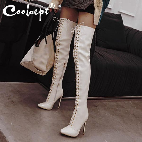 boots coolcept plus size 30-48 gladiator cross strap pu leather winter ladies over the knee zipper pointed toe botas, Black
boots coolcept plus size 30-48 gladiator cross strap pu leather winter ladies over the knee zipper pointed toe botas, Black