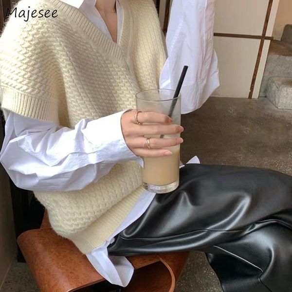 women's vests sweater vest womens knitted solid outwear casual warm spring autumn students all-match loose korean elegant style oversi, Black;white
women's vests sweater vest womens knitted solid outwear casual warm spring autumn students all-match loose korean elegant style oversi, Black;white
