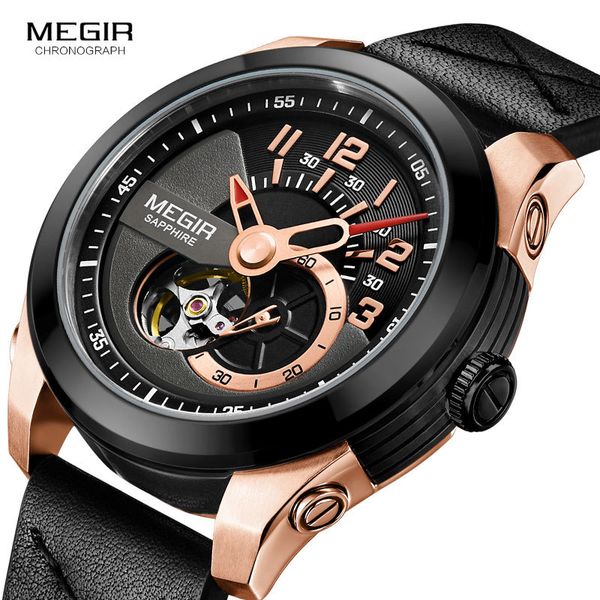 megir fashion men leather tape mechanical watches black analogue skeleton for man waterproof ml62050g, Slivery;brown
megir fashion men leather tape mechanical watches black analogue skeleton for man waterproof ml62050g, Slivery;brown