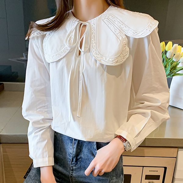 women's blouses & shirts womens embroidered petal collar pull-over loose bow tie white cotton style lace 6jgt
women's blouses & shirts womens embroidered petal collar pull-over loose bow tie white cotton style lace 6jgt